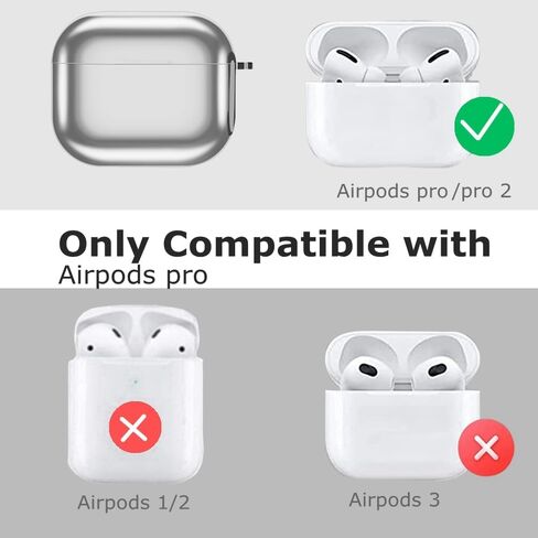 Case Compatible with AirPods Pro 2 / Airpods Pro Cases, Shockproof Protective Cover Mirror Silver Plating Soft Skin with Butterfly Chain Pendant Keychain 02 in Saudi Arabia