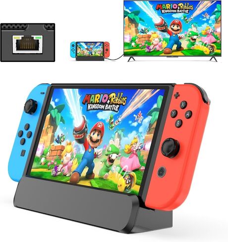 Switch TV Docking Station with Joycon Charger, Switch TV Adapter with HDMI USB 3.0, Switch Base Station Charging Stand with Switch Joycons Charger & 7 Game Slots in Saudi Arabia