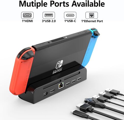Switch TV Docking Station with Joycon Charger, Switch TV Adapter with HDMI USB 3.0, Switch Base Station Charging Stand with Switch Joycons Charger & 7 Game Slots in Saudi Arabia