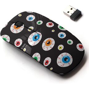 2.4G Wireless Mouse with Cute Pattern Design for All Laptops and Desktops with Nano Receiver - Halloween Creepy Eyeballs