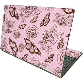 MightySkins Carbon Fiber Skin Compatible with HP Envy x360 13" (2021) - Butterfly Garden | Protective, Durable, and Unique Vinyl Decal Cover | Easy to Apply | Made in The USA
