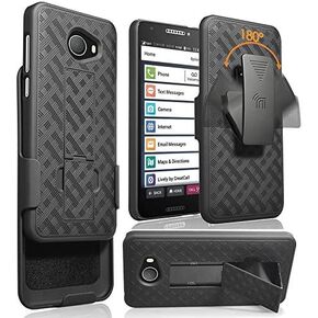 Case with Clip for Jitterbug Smart2, Nakedcellphone [Black Tread] Kickstand Cover with [Rotating/Ratchet] Belt Hip Holster Combo for GreatCall Jitterbug Smart2 Phone (5049SJBS2, Smart-2)