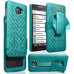 Case with Clip for Jitterbug Smart2, Nakedcellphone [Black Tread] Kickstand Cover with [Rotating/Ratchet] Belt Hip Holster Combo for GreatCall Jitterbug Smart2 Phone (5049SJBS2, Smart-2)