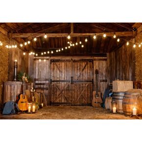 West Farm Barn Backdrop 10x8ft Fabric Rustic Birthday Party Decoration Background Country Concert Backdrop Cowboy Cowgirl Party Backdrop Music Party Background