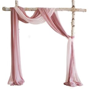 Lookein Arch Drapes for Wedding Party Reception Backdrop Wedding Arbor, 3 Panels 30" Wide 6.5 Yards, Blush& Dusty Rose& Mauve