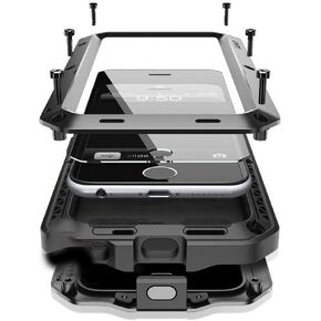 حافظة Marrkey لهاتف iPhone 14 Pro Max، غطاء حماية كامل للجسم 360 درجة شديد التحمل مقاوم للصدمات [درع متين] حافظة معدنية من الألومنيوم مع واقي شاشة مدمج من السيليكون لهاتف iPhone 14 Pro Max 6.7 بوصة - أسود