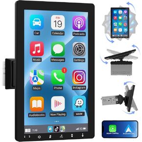 شاشة لمس CarPlay مقاس 10.1 بوصات - ستيريو سيارة أندرويد لاسلكي قابل للدوران - اتصال هاتفي بلوتوث GPS ملاحة GPS واي فاي مزدوج USB AM راديو FM كاميرا احتياطية إدخال 2G+64G