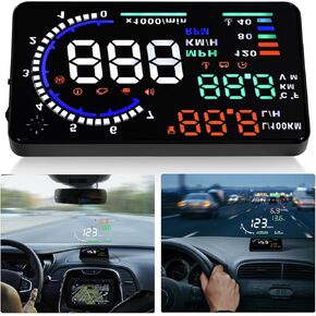 A8 5.5 OBD II Car HUD Display, Car HUD Head up Display, Display Km/h, MPH, Water Temperature, Battery Voltage, Multi Color Windshield Screen Projector for Most Cars