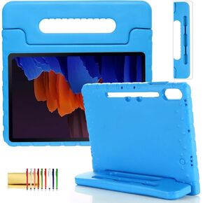 Kids Case for Samsung Galaxy Tab S8+/S7 FE/S7+ 12.4", Techcircle Handle Stand [Pen Holder] Light EVA Foam Bumper Protective Rugged Drop Protection Child Proof Cover for Galaxy Tab S7+/S7 FE/S8+, Black