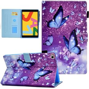 Compatible with iPad 9.7 inch Case/iPad Air Case/iPad Air 2 Case, Funut Case for iPad 6th Generation 2018/iPad 5th Generation 2017, Premium Leather Smart Stand Wallet Protective Cover,Purple Butterfly