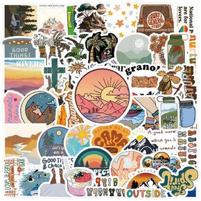 Granola Girl Stickers Pack 62pcs Nature Decals Aesthetic Waterproof Vinyl Travel Stickers Pack for Water Bottle Laptop Cup Car Boys Adults Phone Skateboard DIY Party Supplie