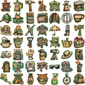 50Pcs Funny Alien Stickers for Adults, Cartoon Alien Creature Stickers Vinyl Waterproof Stickers for Water Bottle, Laptop, Phone, Skateboard, Scrapbook, Journal, Luggage, Party Supplies (Alien)