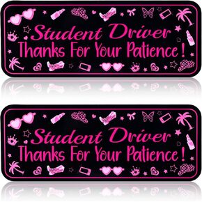 2pcs Reflective Student Driver Magnet, Thanks for Your Patience Student Driver Sign Highly Reflective Car Decal for New Student Drivers (Student Driver)