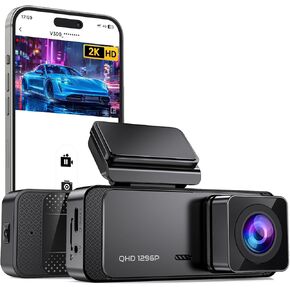 Dash Cam, 1296P Front Dashcam for Cars, Veement V300 WiFi Dash Camera with App, Night Vision, Mini Hidden Single Car Camera, 24H Parking Mode, Loop Recording, Support Up to 256GB