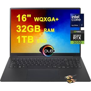 LG Gram Pro 16 Ultra-thin and Lightweight Creator AI PC Laptop 16" WQXGA+ OLED DCI-P3 100% Intel 16-Core Ultra7 155H 32GB RAM 1TB SSD Geforce RTX 3050 Thunderbolt4 Long Battery Life Win11 + HDMI Cable
