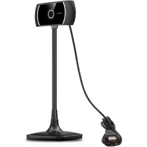 Webcam, Noise Canceling 720P USB Web Camera with 5 Layer Lens, 60 Degree Wide Angle, 360 Degree Rotation, Compatible with Windows 10,