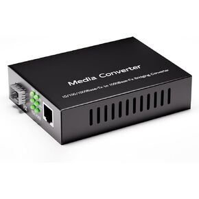 Gigabit SFP to RJ45 Fiber Media Converter, 1.25G Fiber to Ethernet Converter | 10/100/1000Base-TX to 1000Base-Fx Bridging Converter | Versatile Compatibility | Auto-Negotiation（1 PCS）