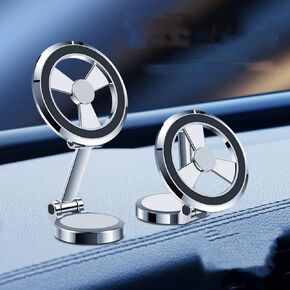 Magnetic Car Phone Mount with 360 Rotation Base, Foldable Design, and Strong Adhesion for iPhone 14, 13, 12 Pro Max, and All Smartphone Models