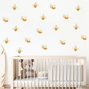 6 Sheets 24 Pcs Cute Pudgy Bee Wall Stickers, sacinora Cartoon Animal DIY Wall Decals Removable Vinyl Peel and Stick for Kids Baby Nursery Living Room Bedroom Children’s Room Art Home Decorations