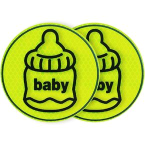 Baby On Board Sticker for Cars (2 Pack), 6.7" by 4"Bright Yellow,Baby on Board Reflective,Baby in Car Sticker for Cars,Car Decals,Kids on Board Car Sticker