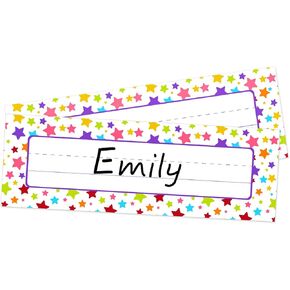 FaCraft 36PCS Confetti Name Tags for Classroom Teacher Nameplates for Classroom Desks Self Adhesive Name Plates Student Name Tags Stickers Labels for Kindergarten Primary School Teaching Supplies