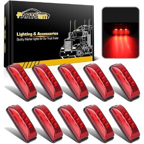 Partsam 10Pcs 3.9 Inch Amber 3LED Side Marker Clearance Lights Indicators for Trailer Truck RV Camper UTV, Waterproof Sealed, Surface Mounted, 12V