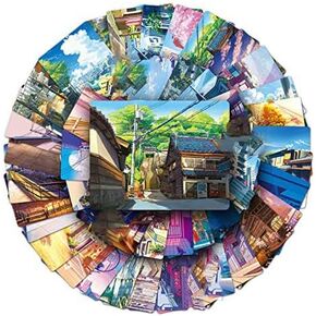 50Pcs Anime Street Scenery Sticker Vinyl Waterproof Aesthetic Sticker for Laptop Scrapbooking Water Bottle Skateboard Luggage Cars Guitar,Japanese Anime Landscape Stickers for Kids Teen