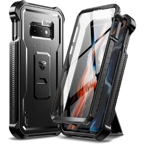 حافظة Dexnor لهاتف Samsung Galaxy S10e، [واقي شاشة مدمج ومسند] غطاء واقٍ مقاوم للصدمات عالي التحمل بدرجة عسكرية لهاتف Samsung Galaxy S10e، أسود