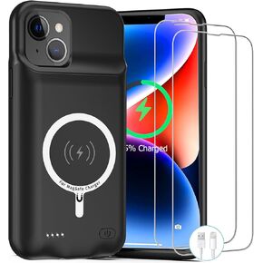 Battery Case for iPhone 14, 2024 Newest 10000mAh Rechargeable Portable Charging Case with Wireless Charging Compatible for iPhone 14 (6.1 inch) with Carplay Extended Battery Pack Charger Case (Black)