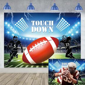 Football Field Backdrop for Touchdown Sports Theme Party Photography Background Rugby Auditorium Light Football Field Photo Decor Booth Banner 7X5FT