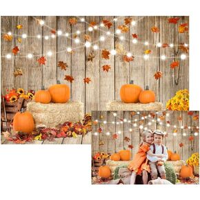 Leowefowa 7x5ft Fall Thanksgiving Halloween Photo Backdrop Fall Backdrops for Photography Autumn Pumpkin Harvest Barn Background Friendsgiving Party Supplies Farm Harvest Banner Decor Photo Props