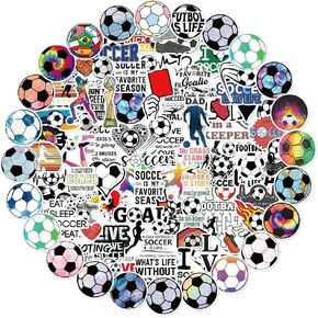 100PCS Soccer Stickers Football Stickers Water Bottle Stickers World Cup Football Stickers Laptop Sticker Vinyl Waterproof Stickers Wardrobe Car Skateboard Phone Luggage Guitar DIY Decal for Kids