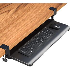 BONTEC Keyboard Tray Under Desk, Pull Out Keyboard & Mouse Tray with C-clamp, 25.6 Excluding Clamps (30 Including Clamps) x 11.8 Inch Steady Slide-Out Computer Drawer for Typing, White