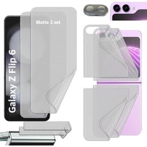 [2SET 9PCS] Samsung Galaxy Z Flip 6 2024 [Anti-glare (Matte) TPU film screen protector 2set 8pcs] [1 Tempered Glass Lens protector] with Hinge Protector Case Friendly [Perfect Fit for foldable Screen] KIKNKILIN