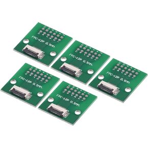 MECCANIXITY FPC FFC PCB Converter Board 12P 0.5mm on Socket Side, Back 1.0mm, to DIP 2.54mm for LCD 3D Printer Camera DVD TV Laptop Pack of 5