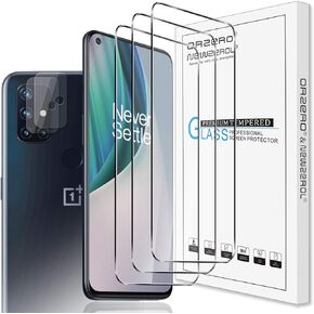 Orzero (5 Pack) Compatible for OnePlus Nord N10 5G, 3 Pack Screen Protector (Tempered Glass) + 2 Pack Camera Lens Protector (Flexible Glass) HD Bubble-Free