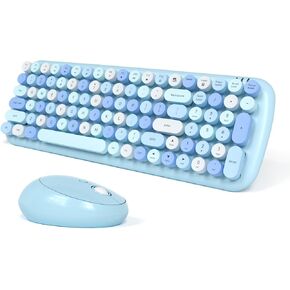 Purple Keyboard and Mouse Wireless - Cute Aesthetic Keyboard and Mouse Retro Set - 2.4GHz Silent Keyboard - Multi-Device Compatible for Windows XP / 7/8 / 10 PC Laptop