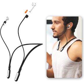 AirPods Neckband Anti-Lost Strap Silicone Holder Connector Compatible Apple Airpods 1 & 2, Pro Wireless Charging, White