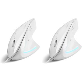 Perixx PERIMICE-813W Bluetooth Vertical Mouse - Wireless 3-in-1 Multi-Device Spec - Travelling Carry Bag - Ergonomic Right-Handed Design - White