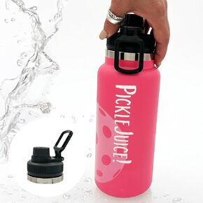 Maui Pickleball Co.™ Pickleball Water Bottle 32oz Pickleball Gifts Insulated Stainless Steel Water Bottle Funny Water Bottle PickleBall Accessories Sip/Straw Lid Pickleball Bottle (Black Lava)