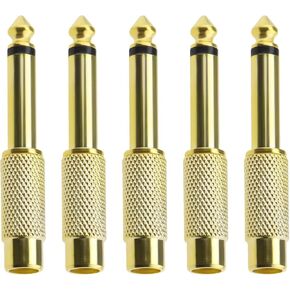 The Lord of the Tools 5PCS RCA to 1/4 Inch Adapter Gold Plated RCA Female to 6.35mm Mono Male Plug Quarter Inch Adapter TS Jack Plug to RCA Audio Connector