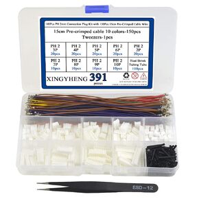 XINGYHENG 140Pcs PH 2mm Connector Plug Kit with 150Pcs 15cm Pre-Crimped Cable Wire 2/3/4/5/6/7/8/9/10 PIN House Compatible with JST PH Connector