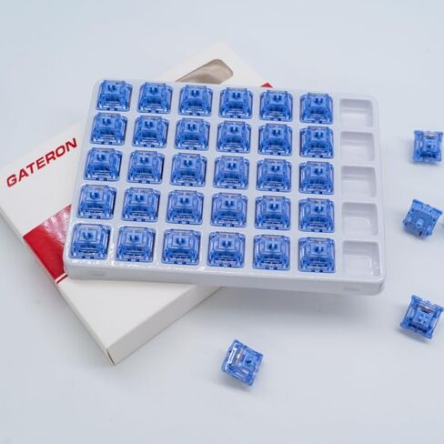 GATERON CJ Keyboard Switches, China Joy Light Dark Blue Purple Custom 5 Pin Through-Hole LED Linear Key Switches (35 PCS) (Light Blue Purple) in Kuwait
