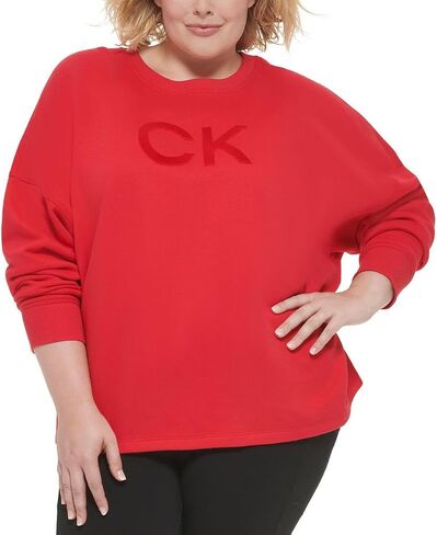 Calvin Klein Performance Womens Plus Crewneck Fitness Sweatshirt Black 2X in Saudi Arabia