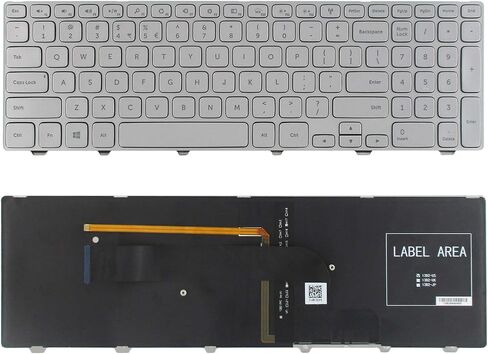 لوحة مفاتيح بديلة جديدة للكمبيوتر المحمول مع إضاءة خلفية وإطار متوافقة مع سلسلة Dell Inspiron 15 7000 7537 P36F بتصميم أمريكي فضي in Saudi Arabia