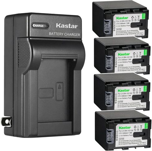 Kastar 4-Pack Battery and AC Wall Charger Replacement for JVC GZ-HD750 GZ-HD760 GZ-VX810 GZ-VX815 GZ-MS230BUS GZ-MS230RU GZ-MS230RUC GZ-MS230RUS GZ-MS230U GZ-MS237-S GZ-MS240 GZ-MS240AUS GZ-EX210 in Saudi Arabia