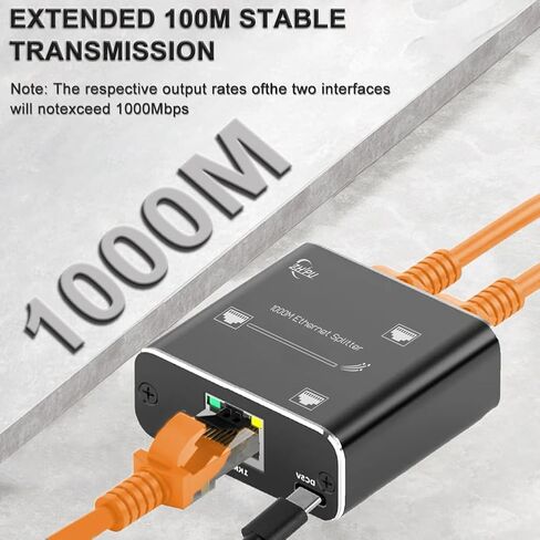 Ethernet Splitter 1 in 2 Out High Speed 1000Mbps RJ45 Ethernet Splitter LAN Splitter,Gigabit Internet Splitter with USB Power Cable for Cat5/5e/6/7/8 Cable in Saudi Arabia