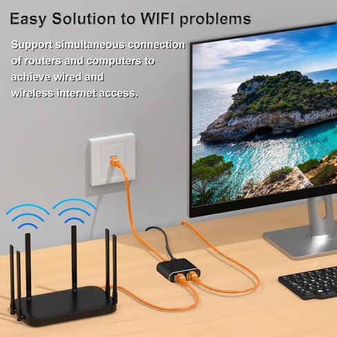 Ethernet Splitter 1 in 2 Out High Speed 1000Mbps RJ45 Ethernet Splitter LAN Splitter,Gigabit Internet Splitter with USB Power Cable for Cat5/5e/6/7/8 Cable in Saudi Arabia