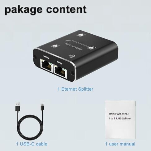 Ethernet Splitter 1 in 2 Out High Speed 1000Mbps RJ45 Ethernet Splitter LAN Splitter,Gigabit Internet Splitter with USB Power Cable for Cat5/5e/6/7/8 Cable in Saudi Arabia