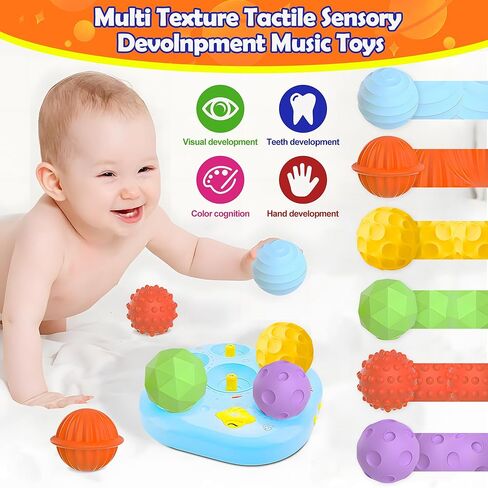 Baby Musical Light Up Toys Newborn Baby Toys 6 to 12 Months, Tactile Sensory Balls for Baby Birthday Gifts, 6 Soothing Sounds Portable Noise Machine for Baby Sleep 12-18 Months in Saudi Arabia